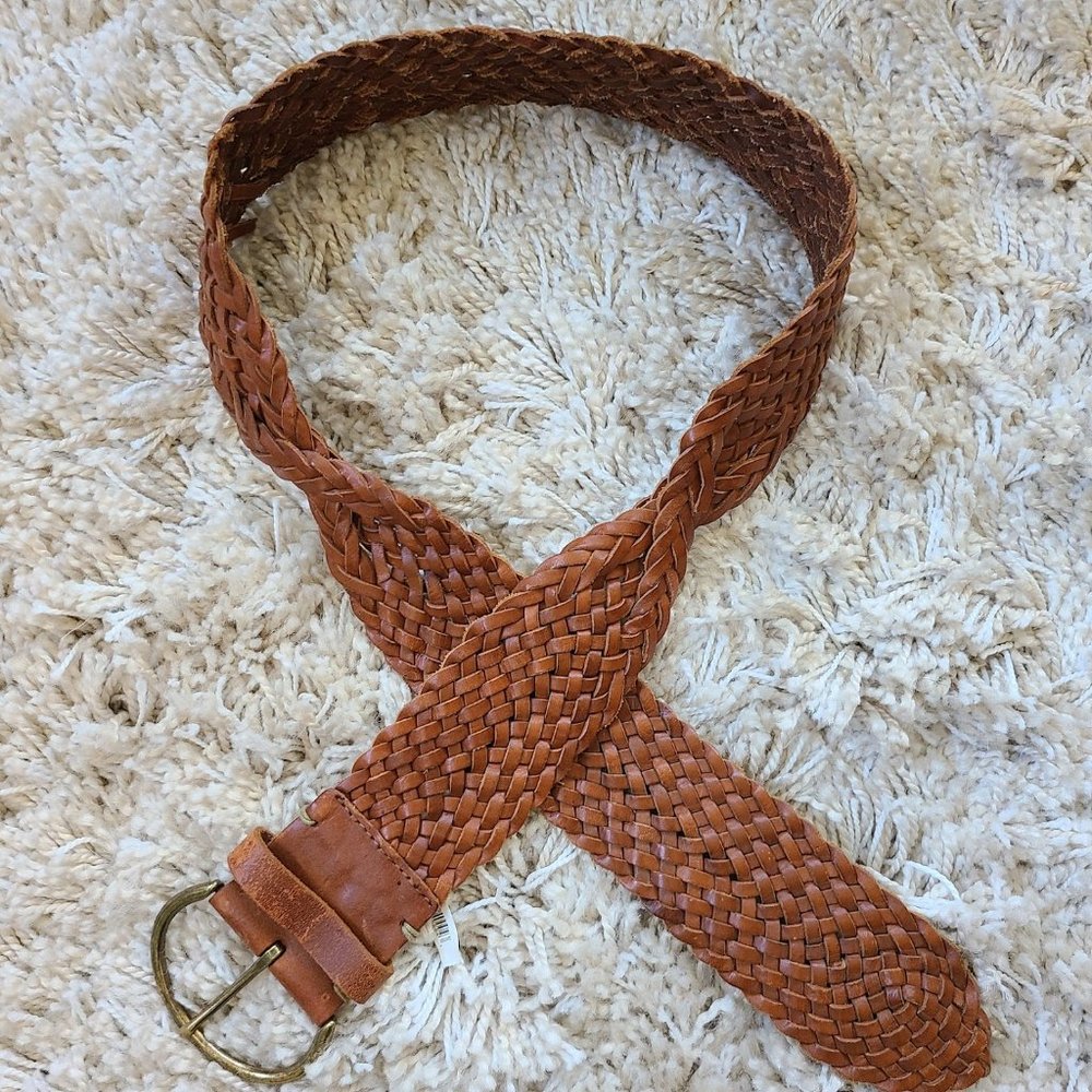 Vintage Inspired Woven Leather Belt Sz M
